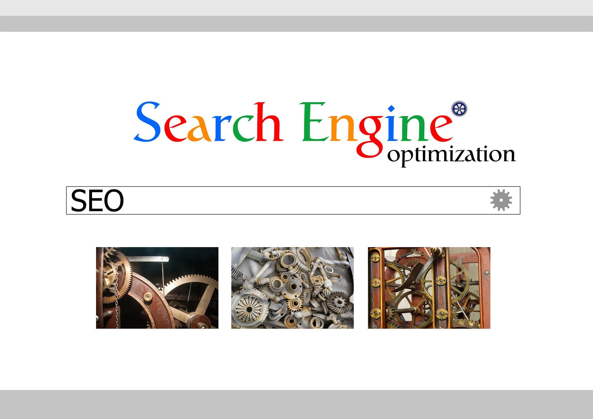 Image représentant une page de recherche Google, mais à la place il y a écrit Optimization Engine